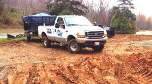 Rental dumpster for a home construction project from Blue Box Rental in Hagerstown, MD